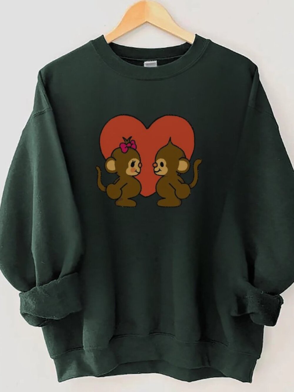 Gildan Forest Green Monkeys With Love Graphic Tee
